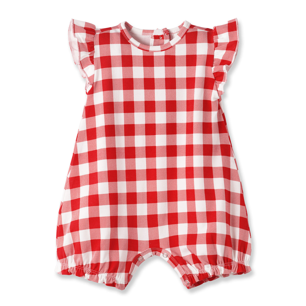 Picnic Plaid Soft Bamboo Bubble Romper for Baby Girls
