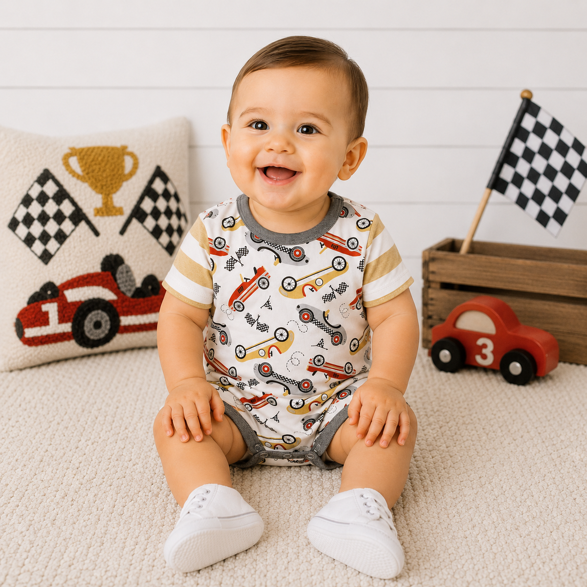 Speed Racer Shorty Romper 3-6M