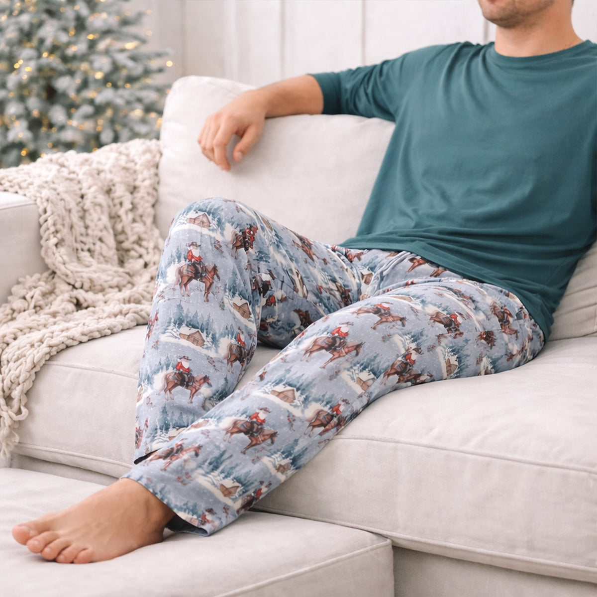 Adult Bamboo Pajama Pants - Cowboy Christmas Western