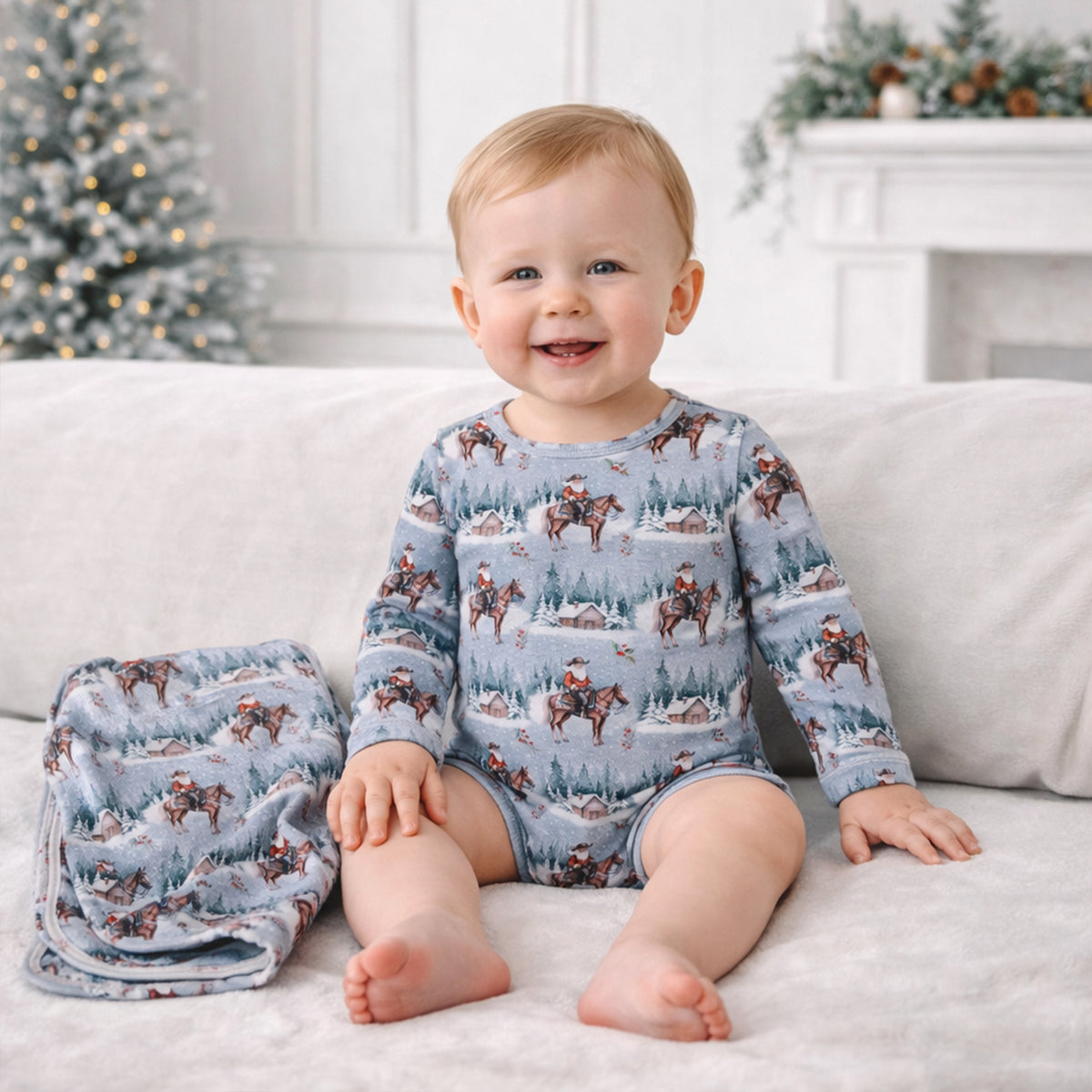 Bamboo Baby Bodysuit - Western Cowboy Christmas