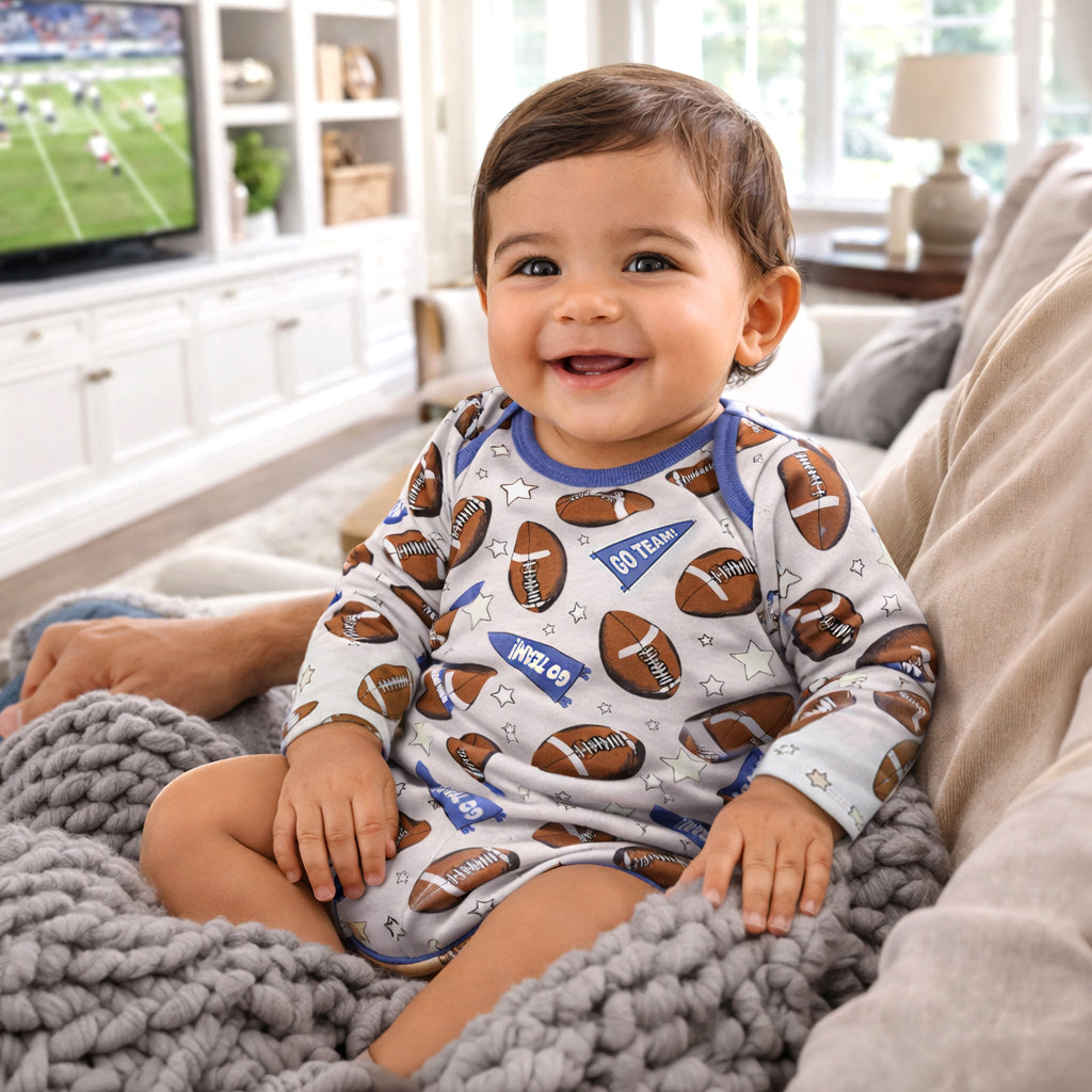 Baby Boy Football Bamboo Stretch Bodysuit