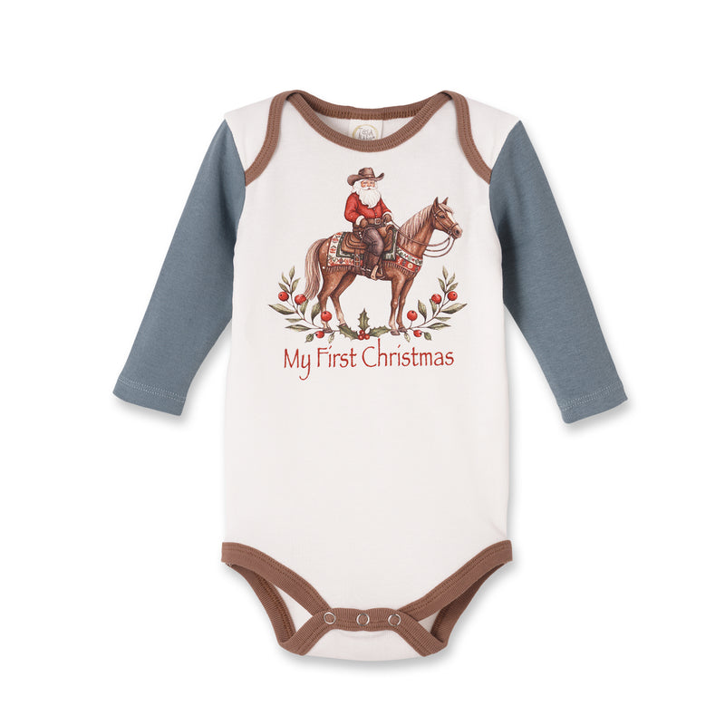 My First Christmas Cowboy Baby Bodysuit - Cotton Rib