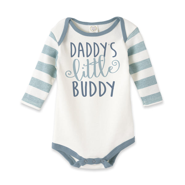 Daddy's Little Buddy Boy Cotton Aqua Stripe Bodysuit