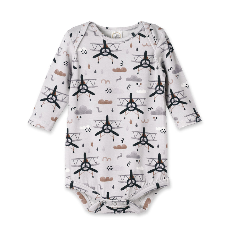 Airplane Baby Bodysuit - Bamboo Cotton Long Sleeve