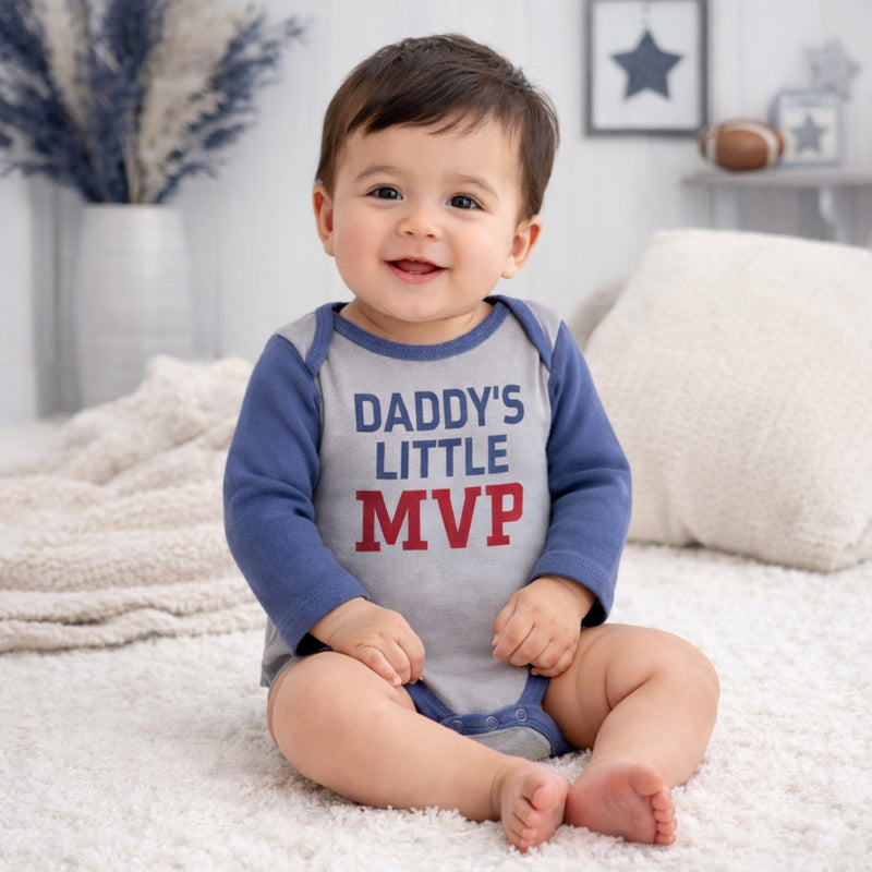Daddy’s Little MVP Baby Bodysuit – Cotton Sports Outfit