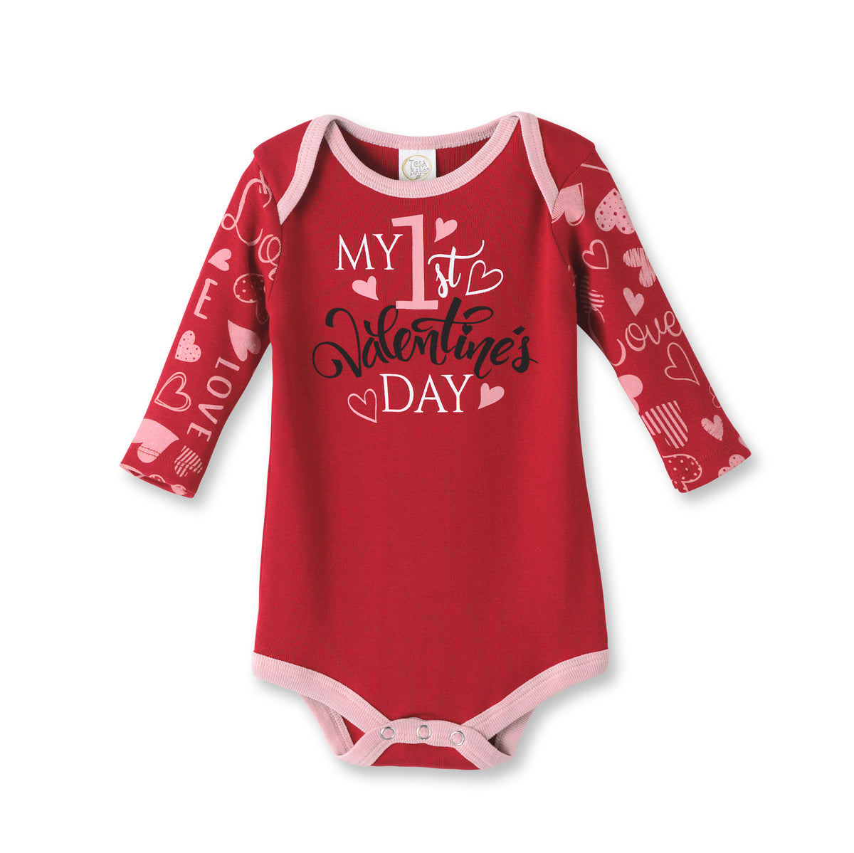 First Valentine Baby Bodysuit – Red Hearts