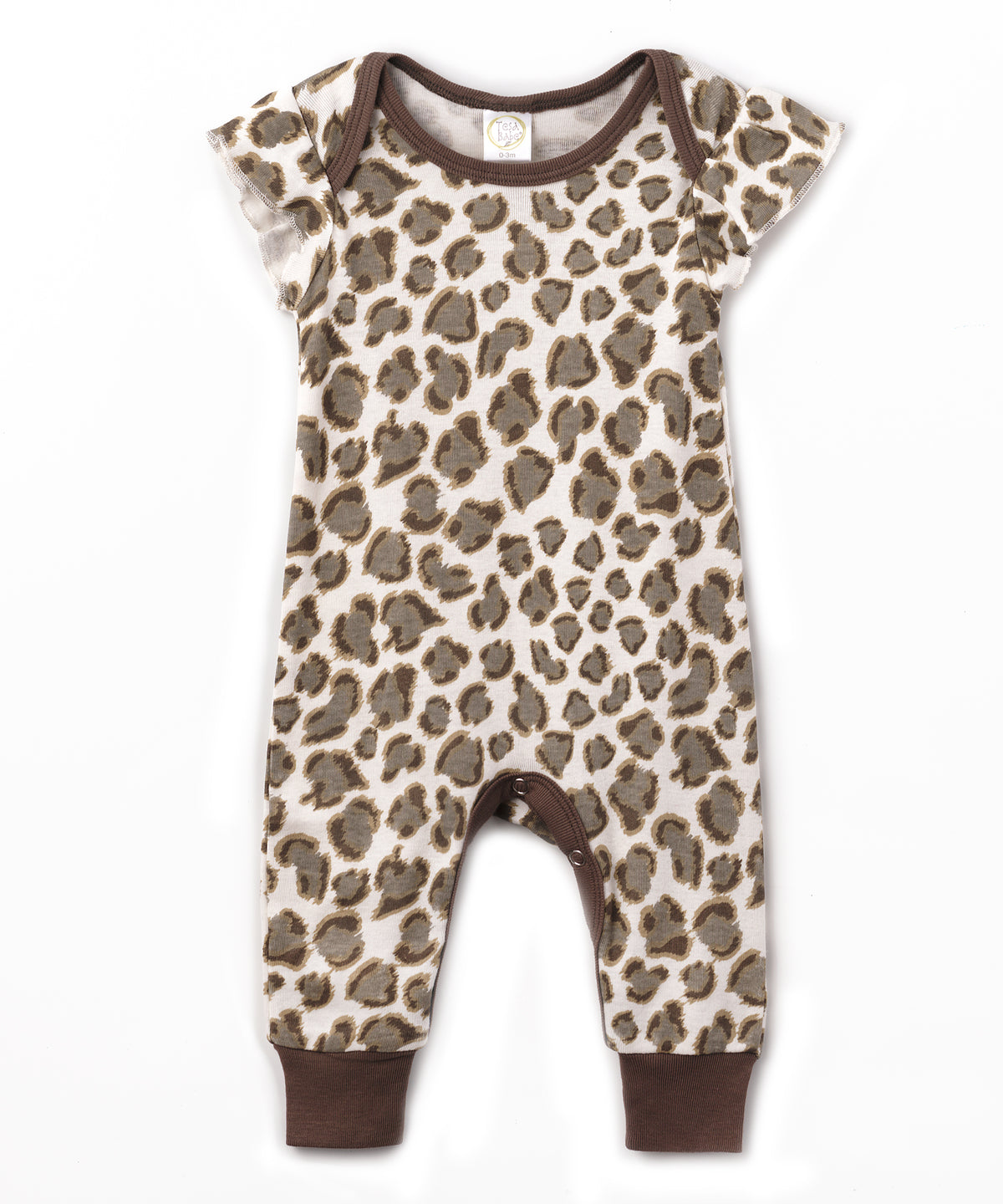 Leopard Flutter Sleeve Cotton Romper Newborn