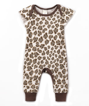Leopard Flutter Sleeve Cotton Romper Newborn