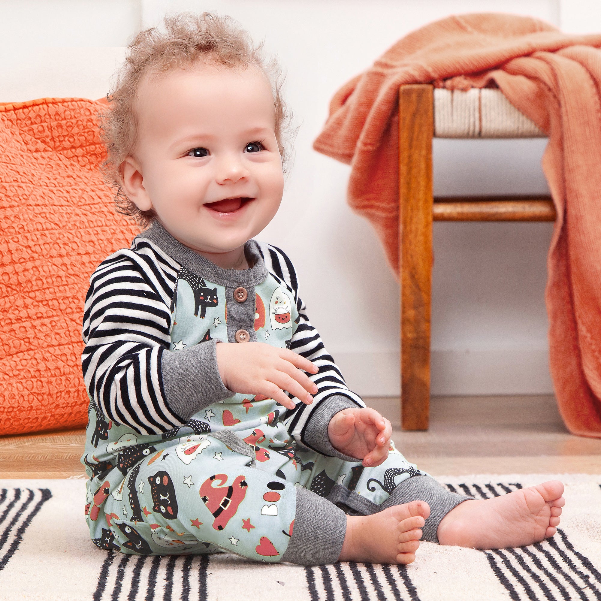 Halloween Pumpkin-Pals Henley Bamboo Romper – Tesa Babe