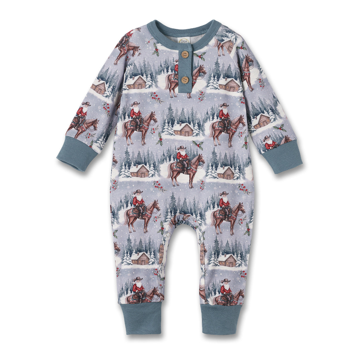 Cowboy Christmas Henley Romper - Bamboo Babywear