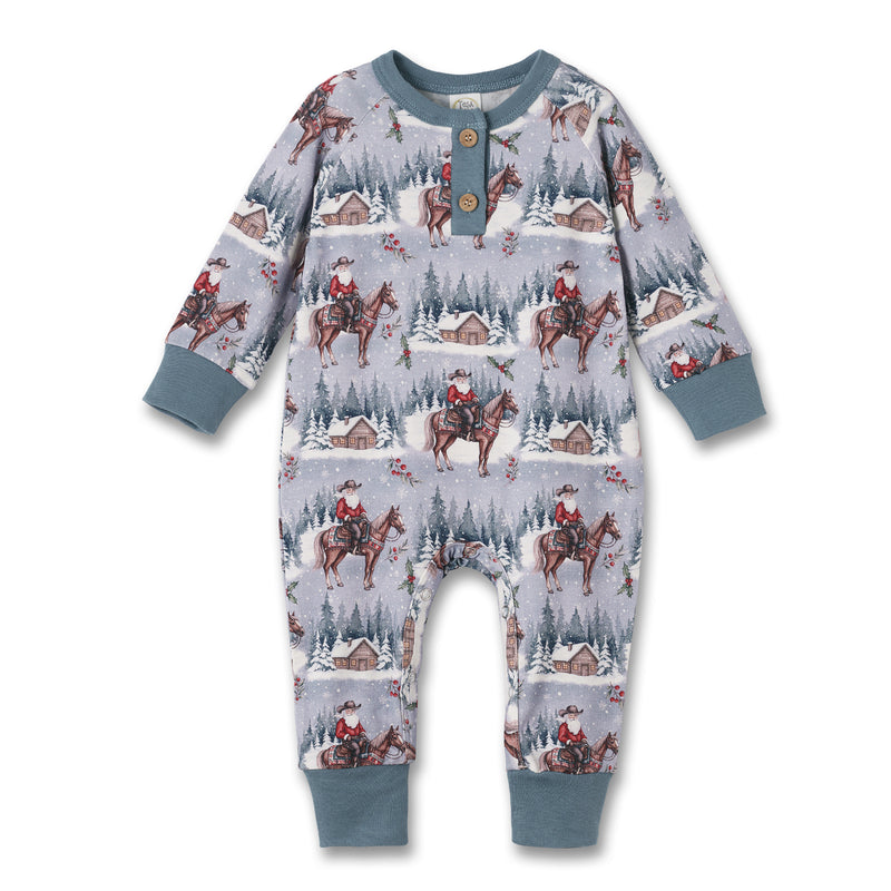 Cowboy Christmas Henley Romper - Bamboo Babywear