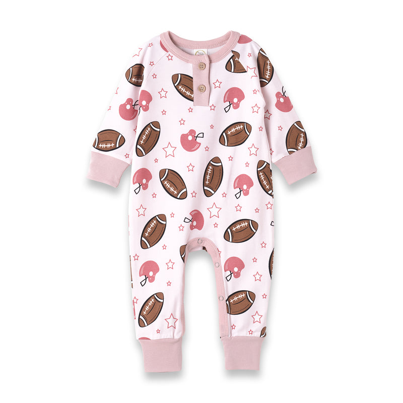 Football Game Day Girl's Henley Romper