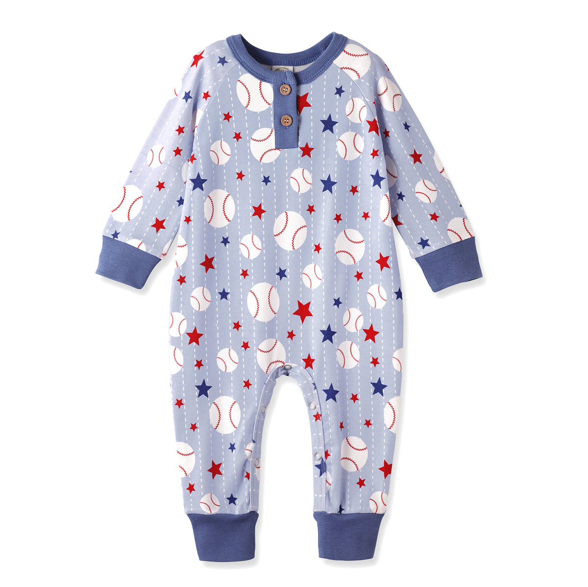 Grand Slam Bamboo Baseball Henley Romper for Baby Boys