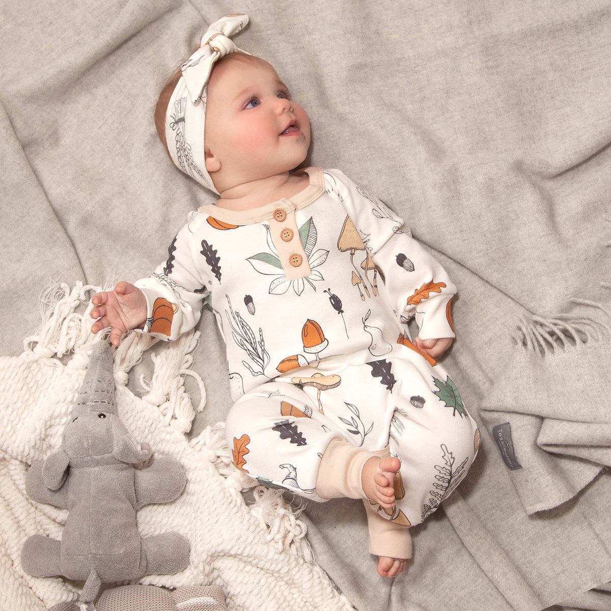 Baby Thanksgiving Romper - Cotton Henley Playsuit - Give Thanks