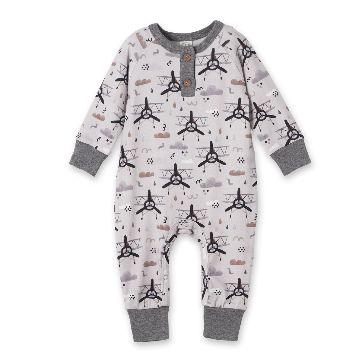 Airplane Henley Romper – Soft Bamboo Baby Outfit