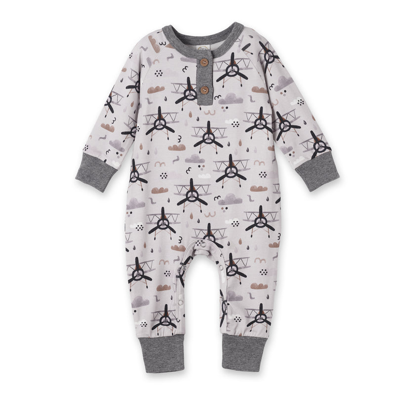Airplane Henley Romper – Soft Bamboo Baby Outfit