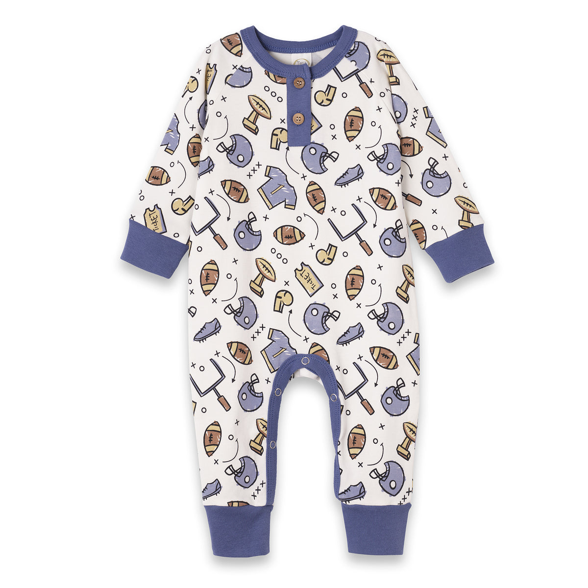 Touchdown Baby Boy Bamboo Henley Football Romper