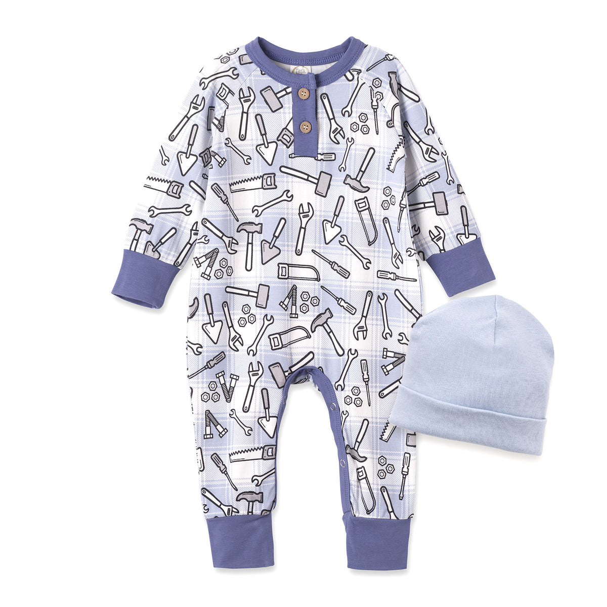 Baby Boy Tool Time Bamboo Romper & Beanie Gift Set