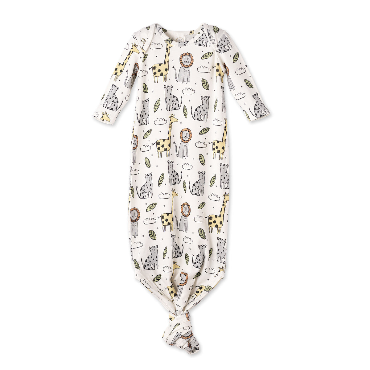 Safari Snuggles Bamboo Baby Knotted Gown Jungle Print