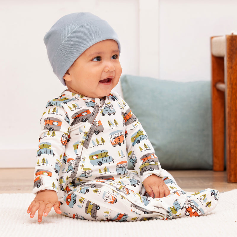 Baby Boy Bamboo Zipper Romper & Hat Gift Set
