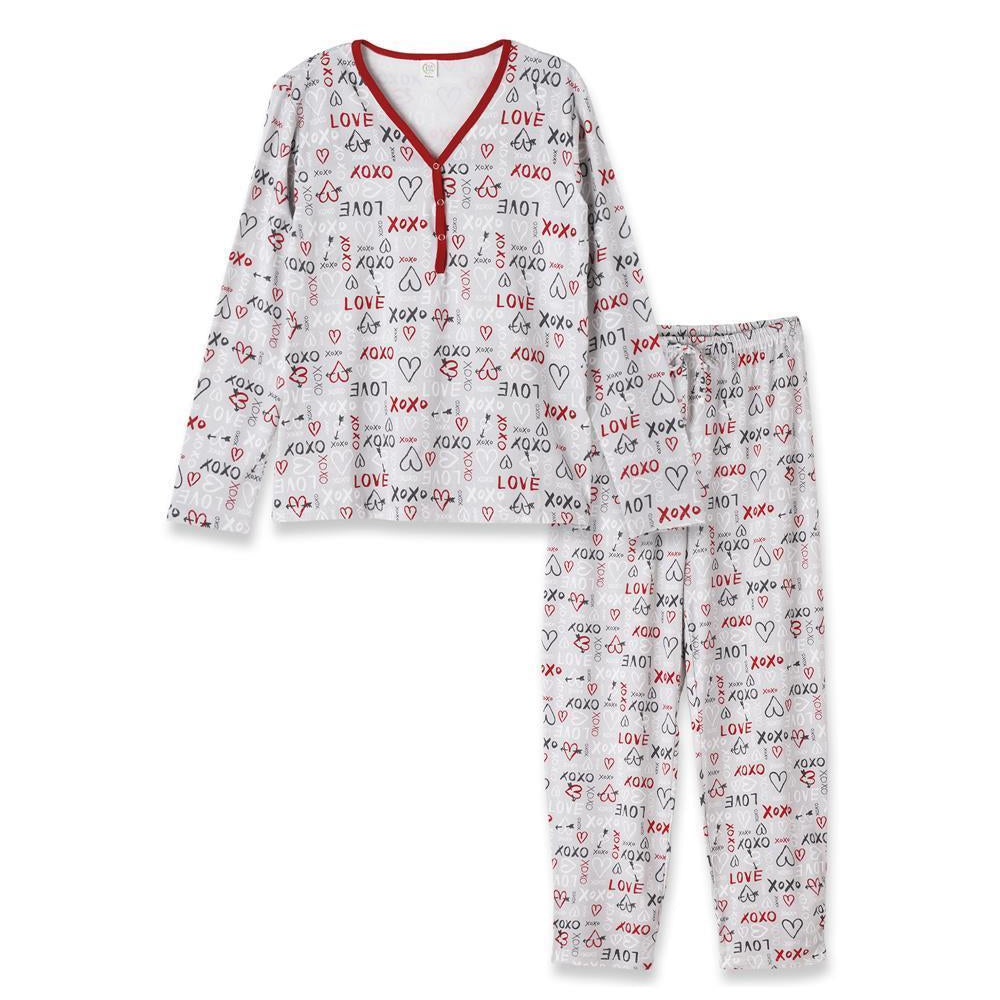 LOVE Women's Valentine's V-Neck Bamboo Pajama Set