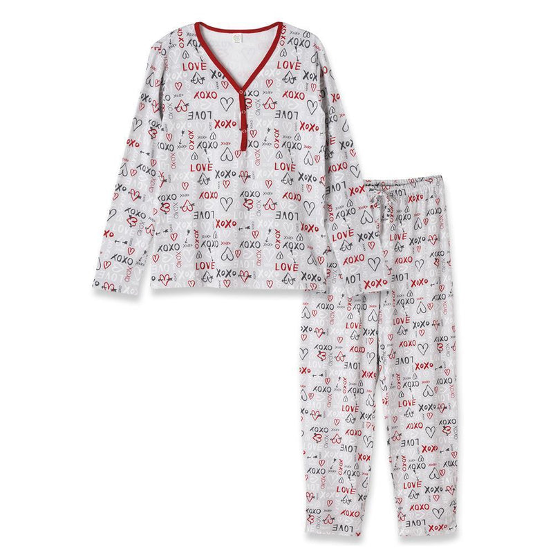 LOVE Women's Valentine's V-Neck Bamboo Pajama Set