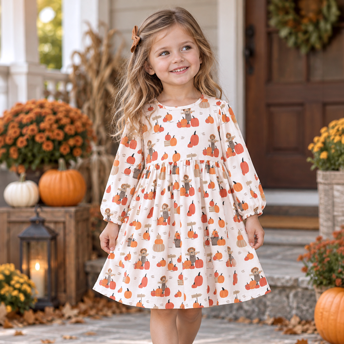 Pumpkin Patch Girls' Dress – Soft Bamboo Fall Favorite