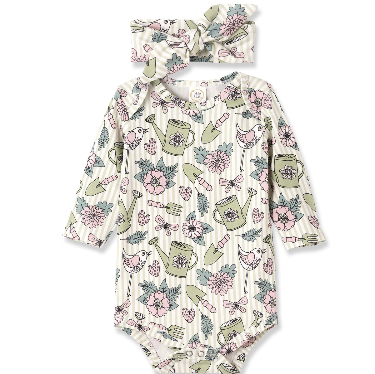 Garden Bloom Bamboo Bodysuit & Headband