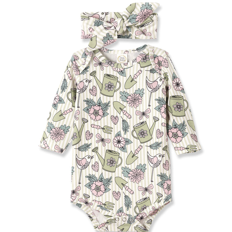 Garden Bloom Bamboo Bodysuit & Headband