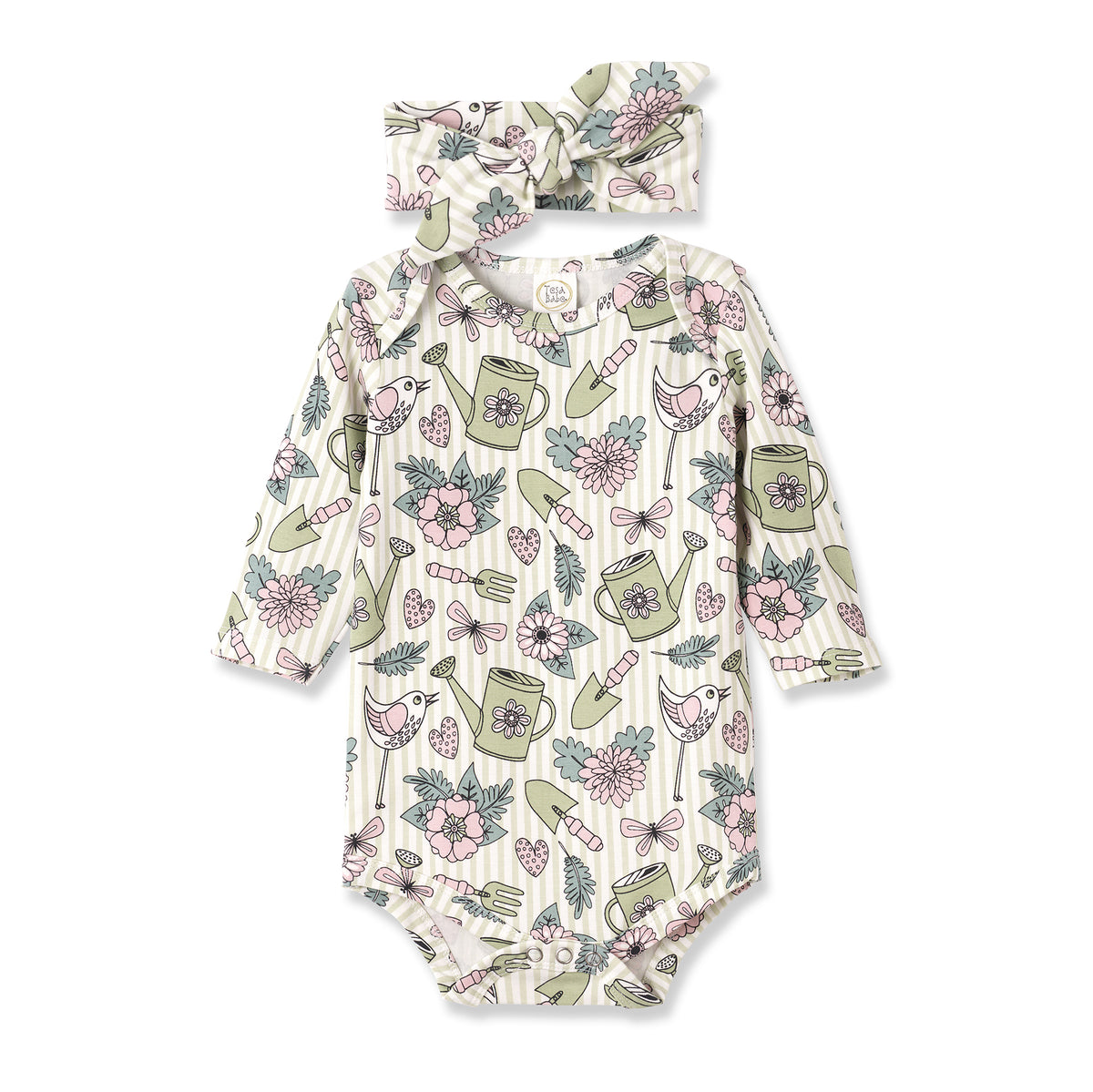 Garden Bloom Bamboo Bodysuit & Headband