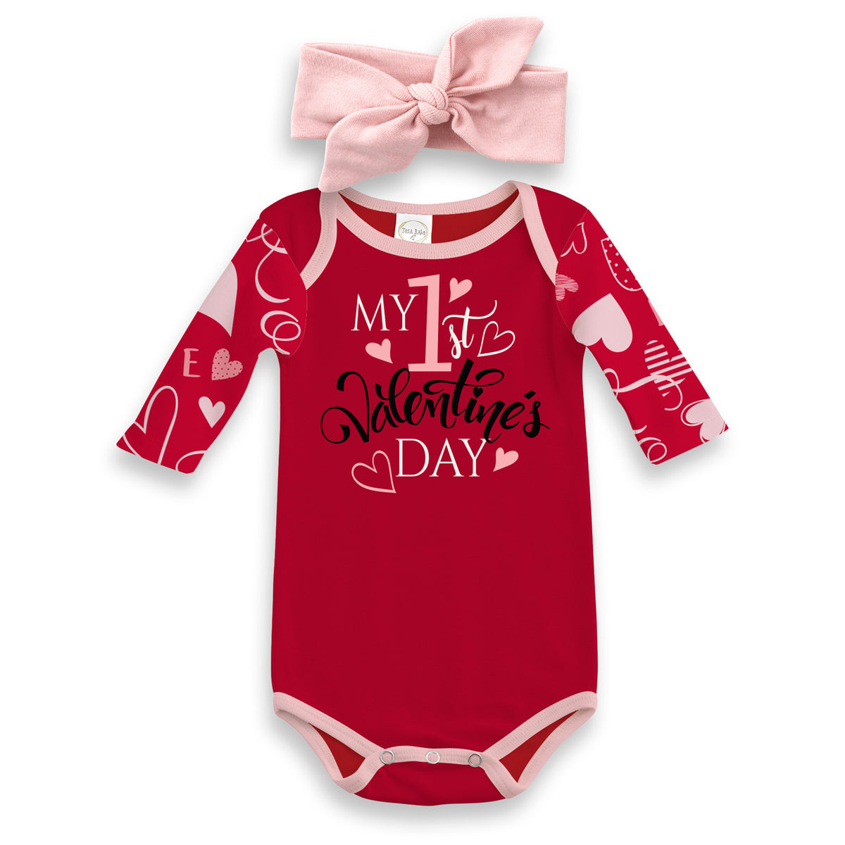 My 1st Valentine's Day Bodysuit & Headband Set