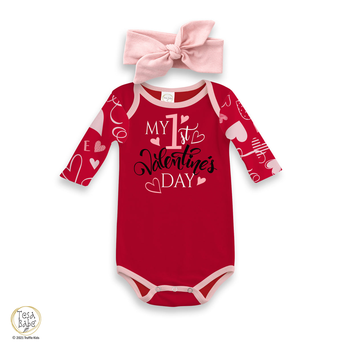 My 1st Valentine's Day Bodysuit & Headband Set