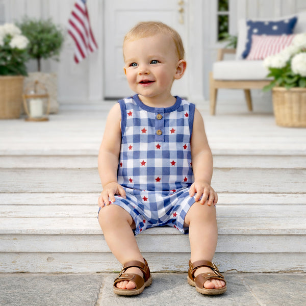 Americana Bamboo Short Baby Romper - 4th of July