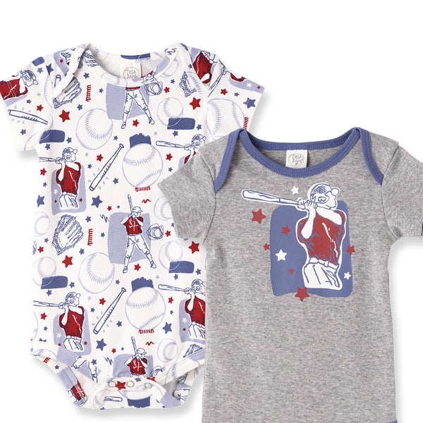 Baby Boy Gift Set Of 2 Baseball Bodysuits
