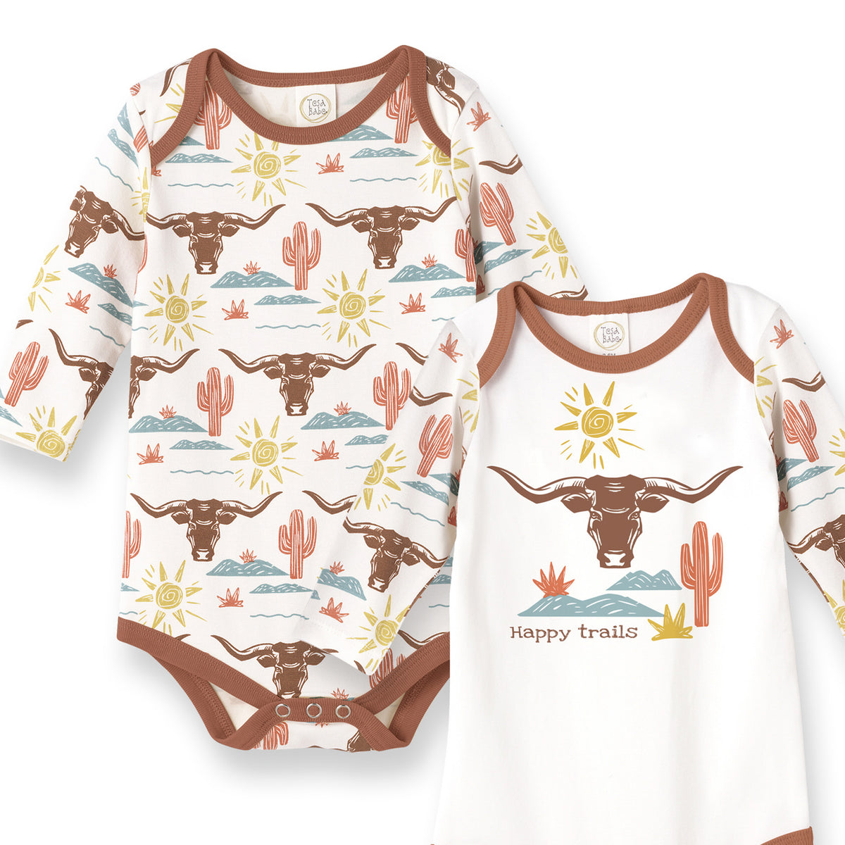 Happy Trails Set Of 2 Bamboo Cotton Bodysuits