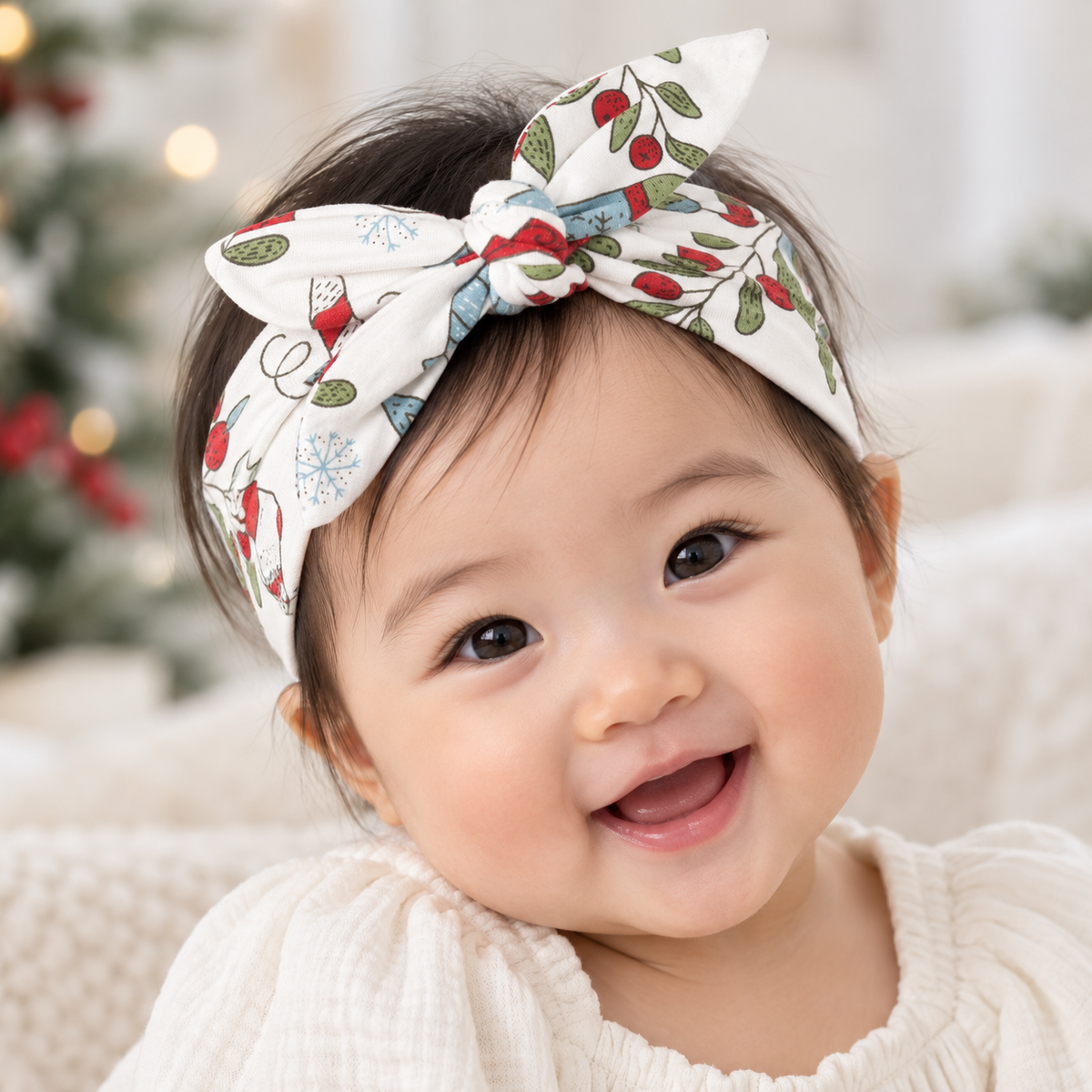 Cotton Bow Headband – Christmas Berries