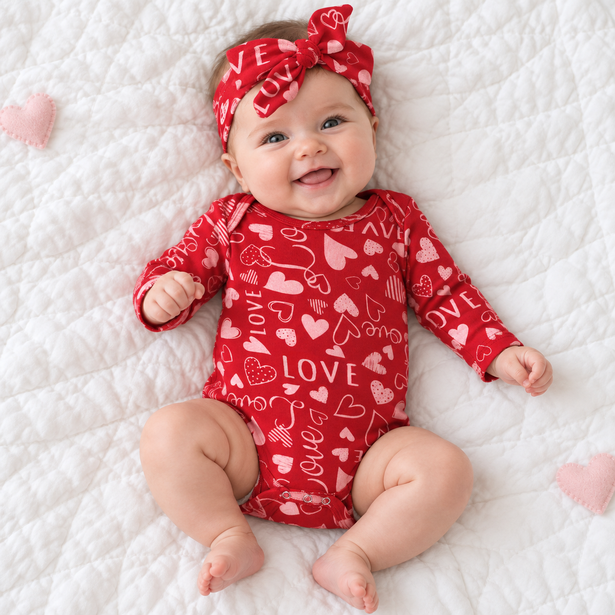 Little Valentine Hearts Bodysuit & Headband Set
