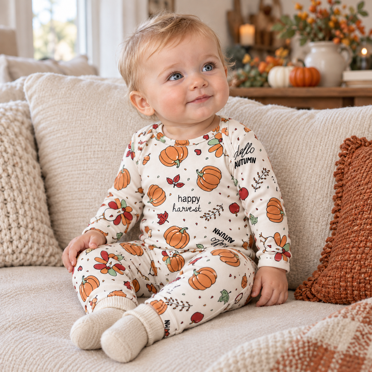Baby Thanksgiving Romper – Cotton Festive Fall Outfit