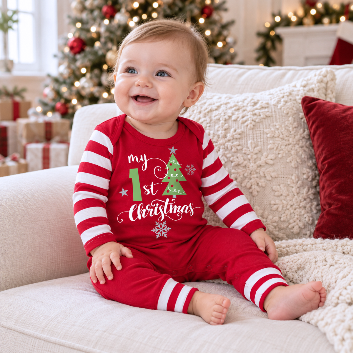 My 1st Christmas Cotton Romper