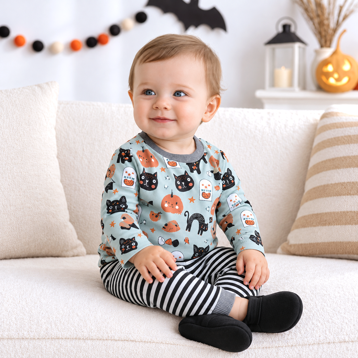 Halloween 🎃 Baby Boy Outfit – Bamboo Tee & Cotton Pants