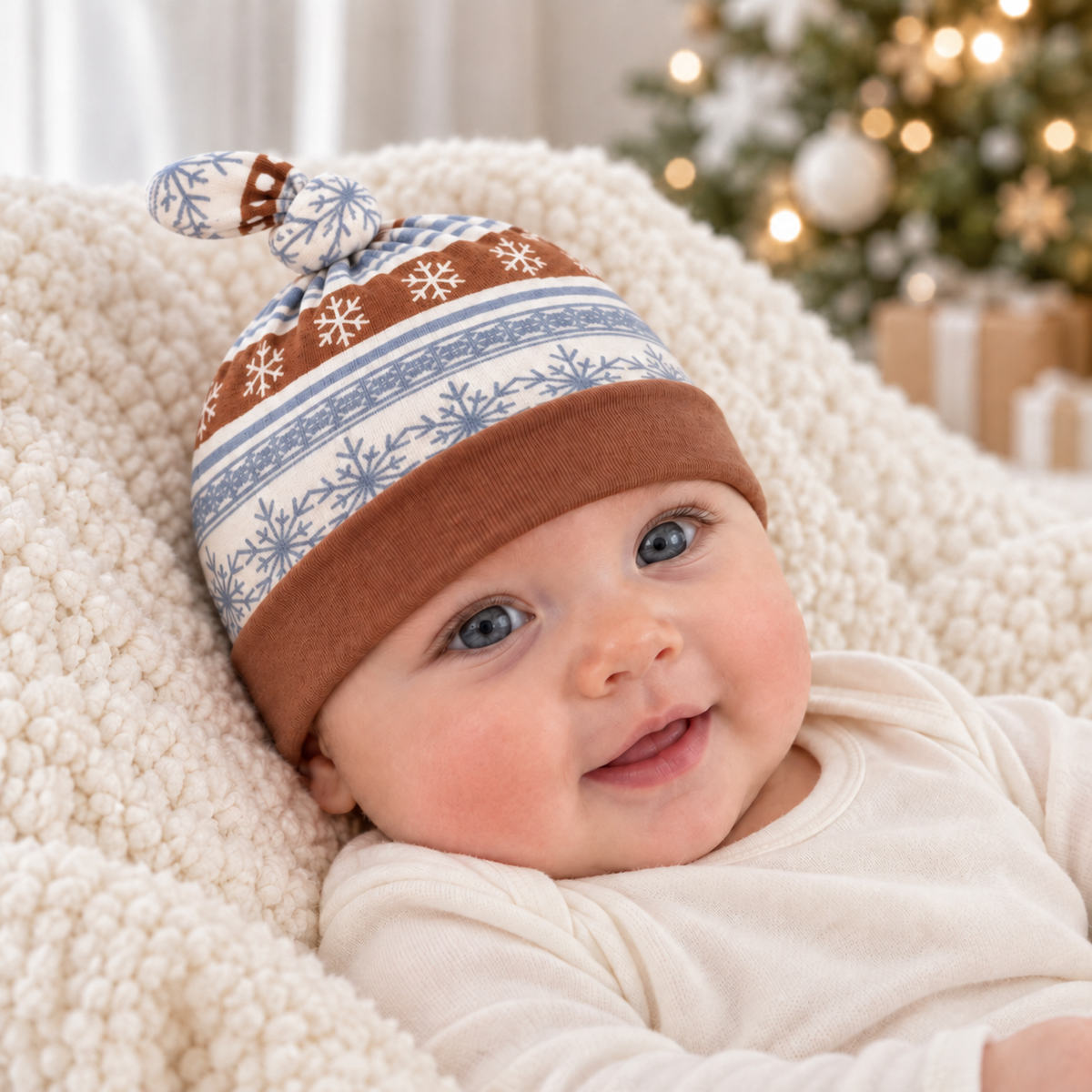 Knotted Beanie - Fair Isle Cotton Baby Hat
