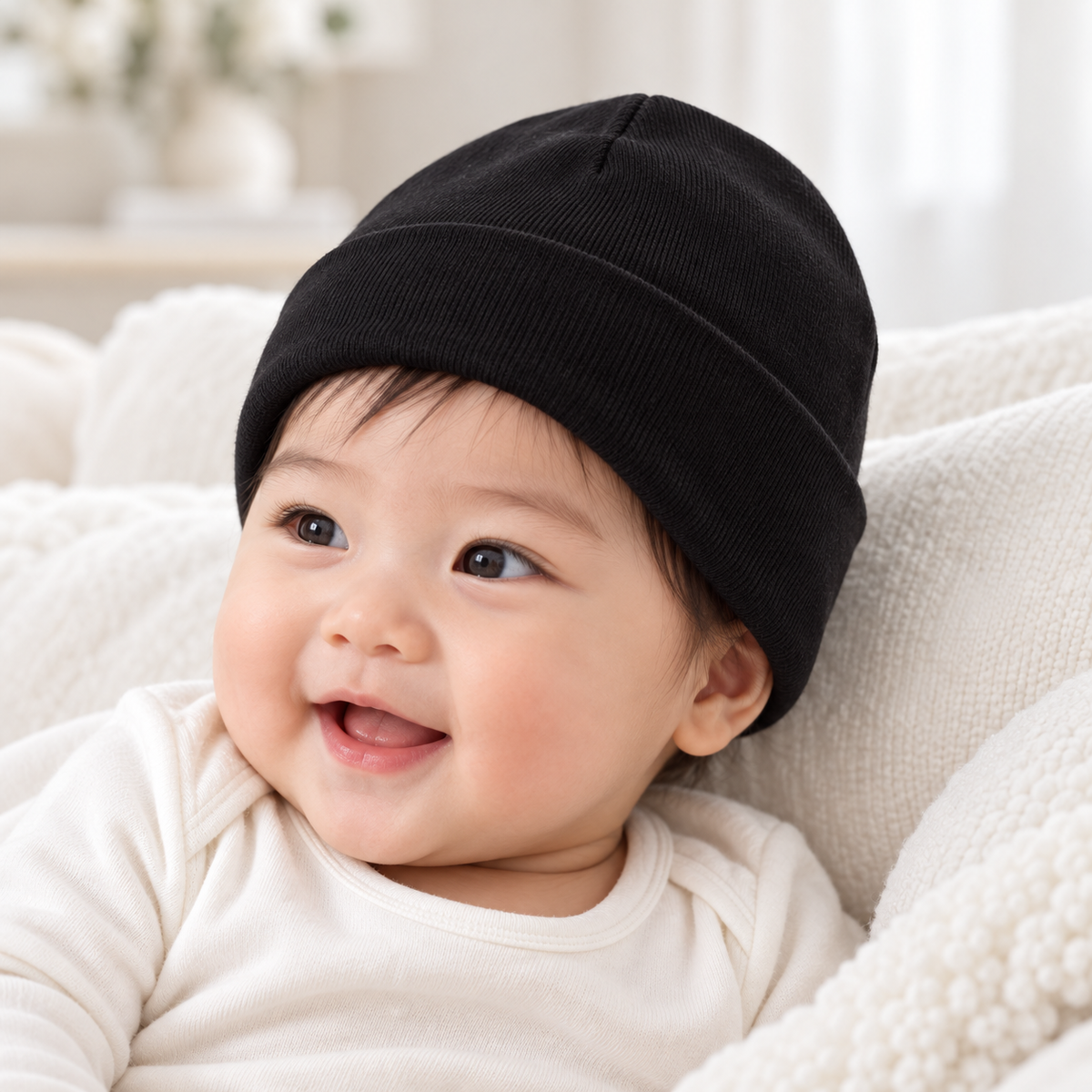 Baby Beanie Cotton Black