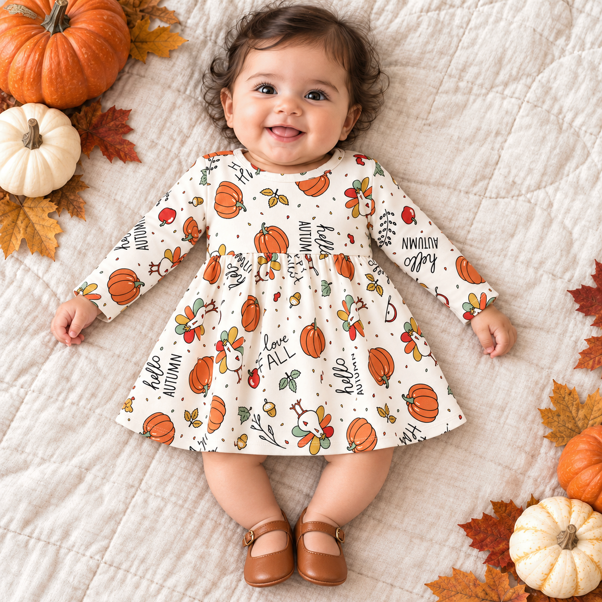 Baby Thanksgiving Cotton Dress – 3-6M & 12-18M