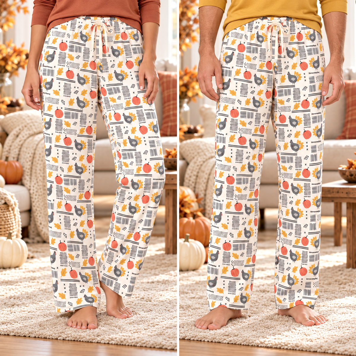 Thanksgiving Bamboo Adult Pajama Pants (Runs Large - Size Down)