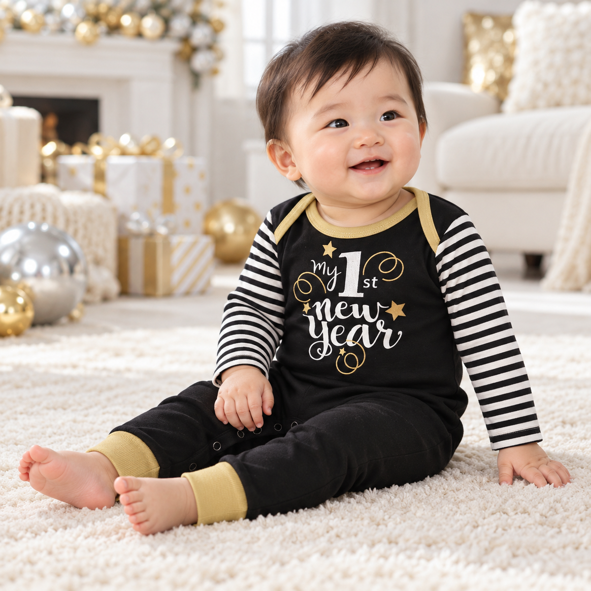 Baby's "My 1st New Year" Cotton Romper