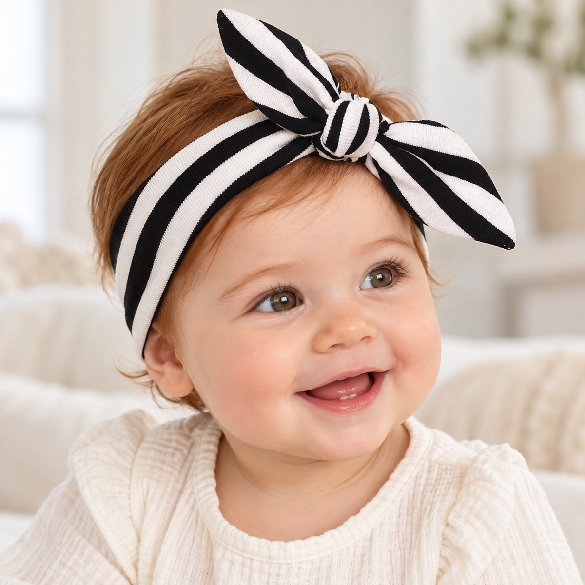 Baby Girl's Black Stripe Cotton Headband