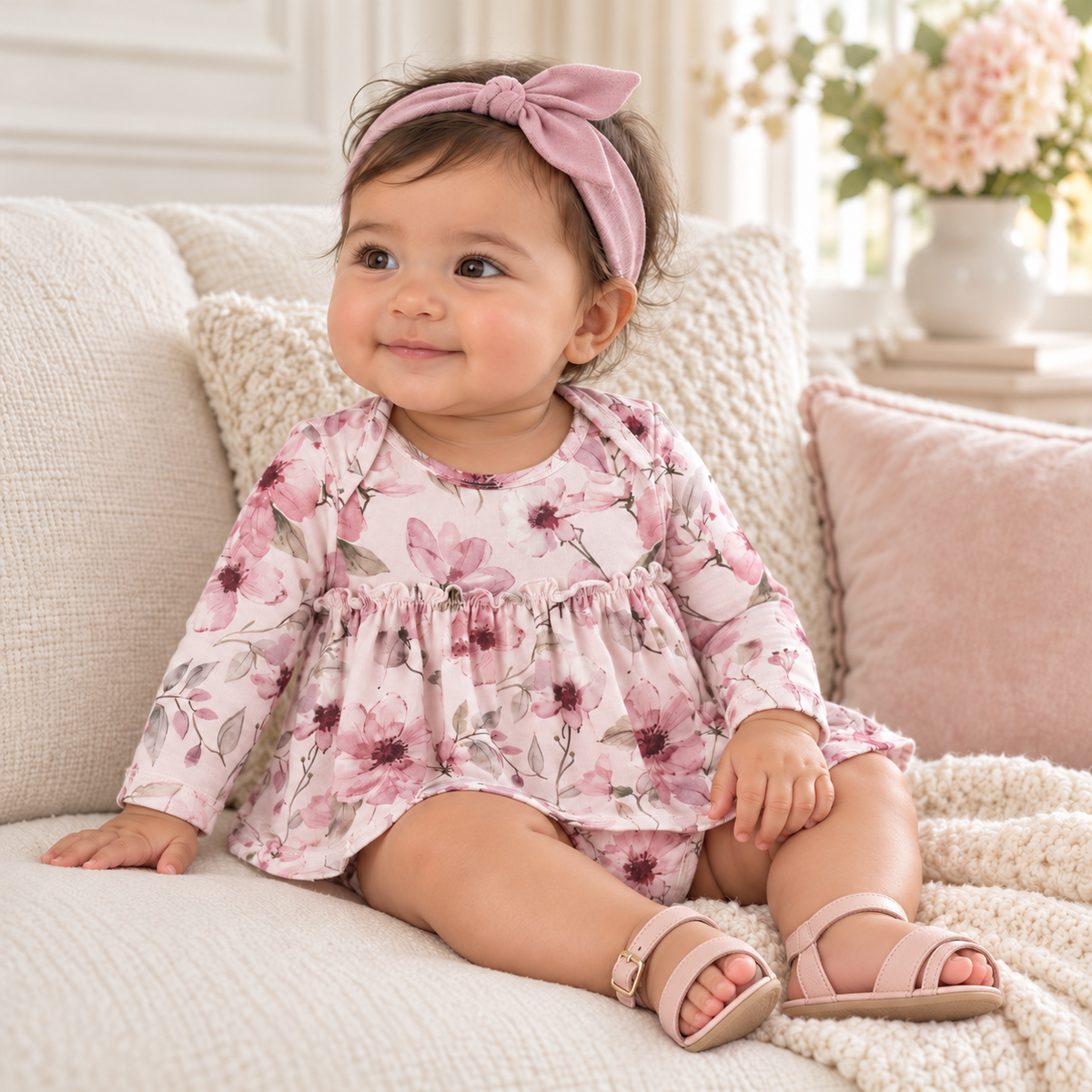 Watercolor Floral Skirted Bamboo Bodysuit