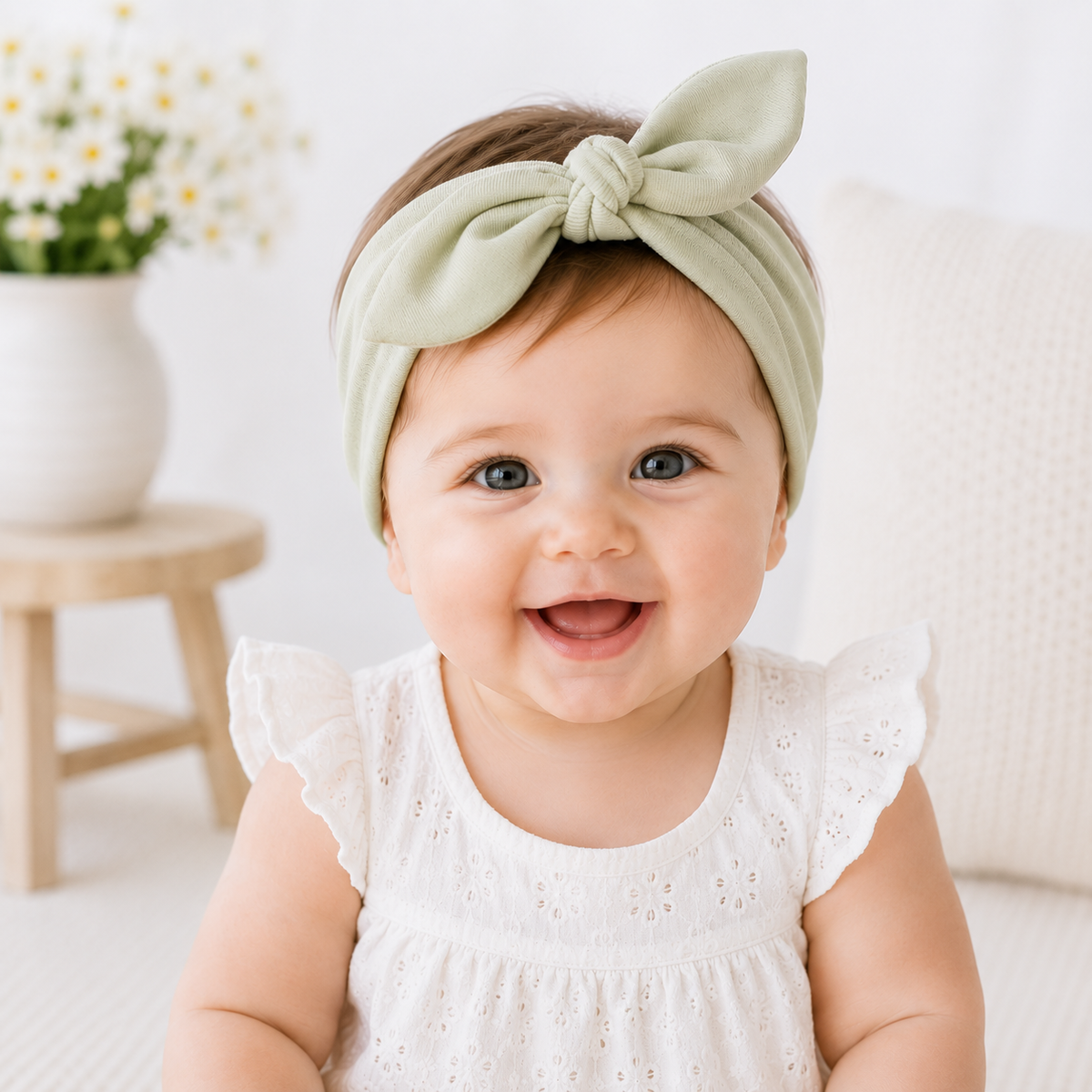 Baby Girl's Sage Green Cotton Headband