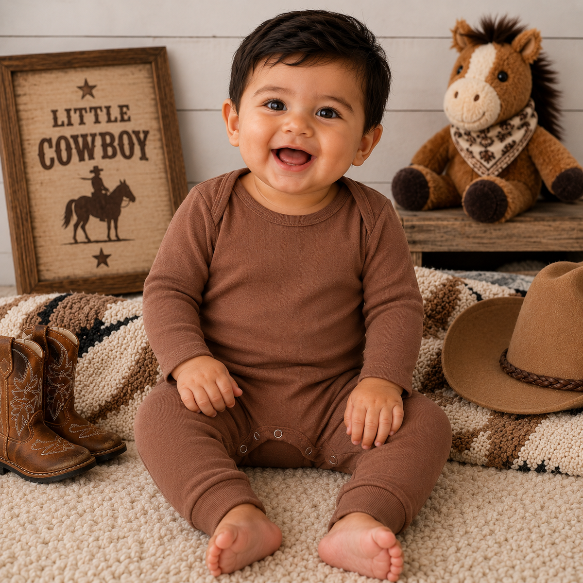 Pecan Cotton Romper 3-6M