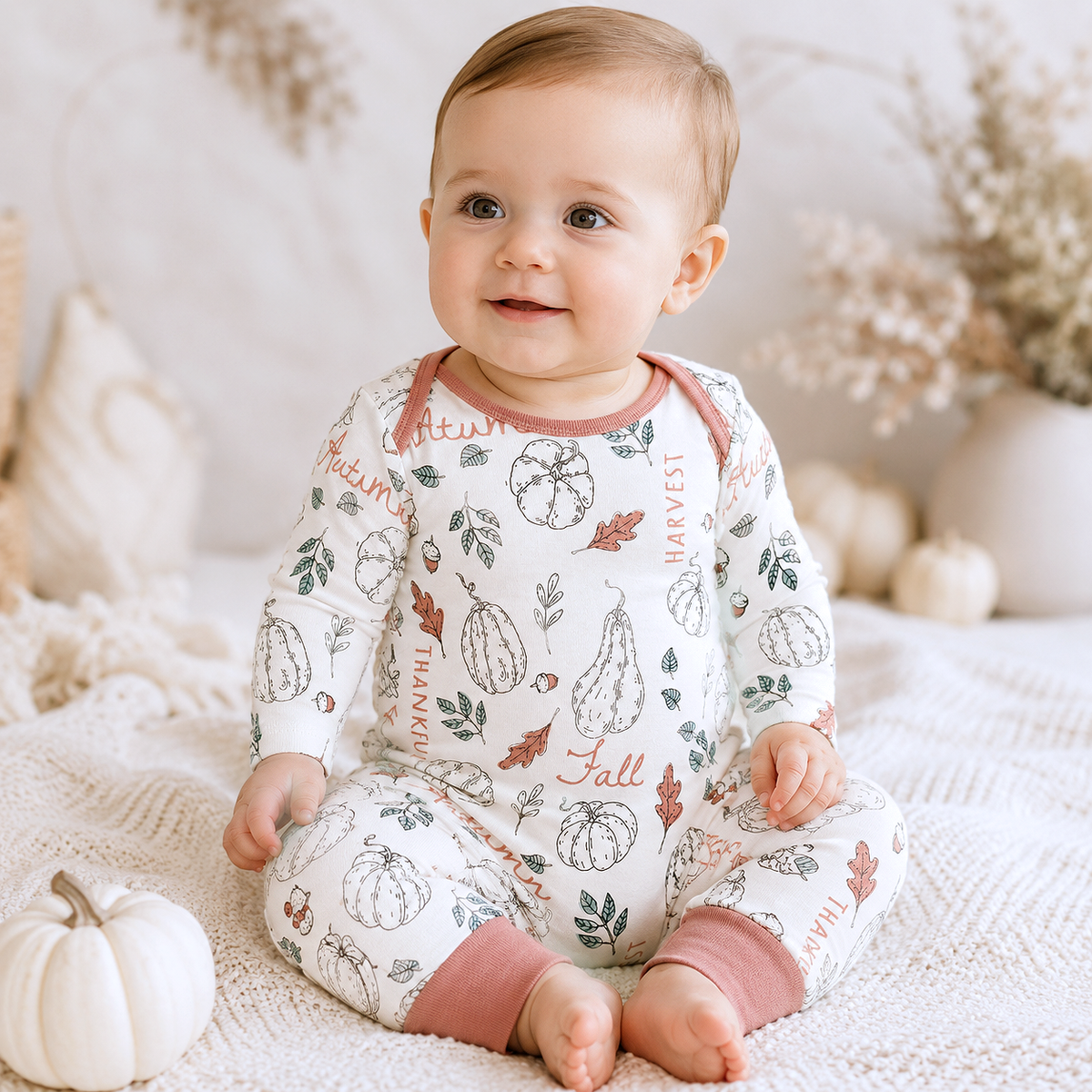 Autumn Pumpkin Baby Cotton Romper NB-12M